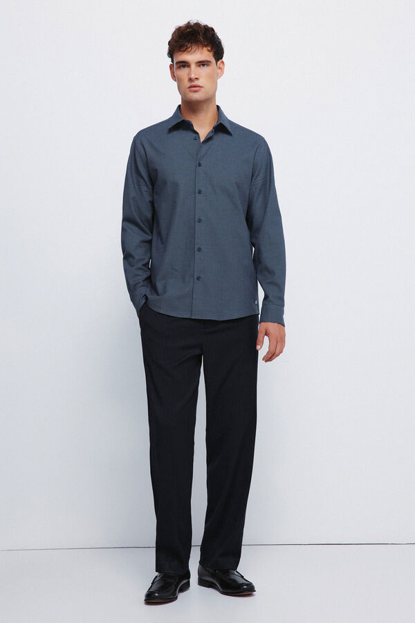 Springfield Camisa social estruturada bicolor azul