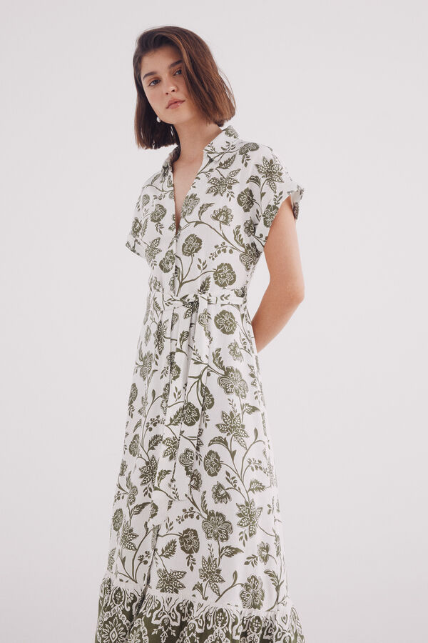 Springfield Vestido camisa com uma borda por baixo cru