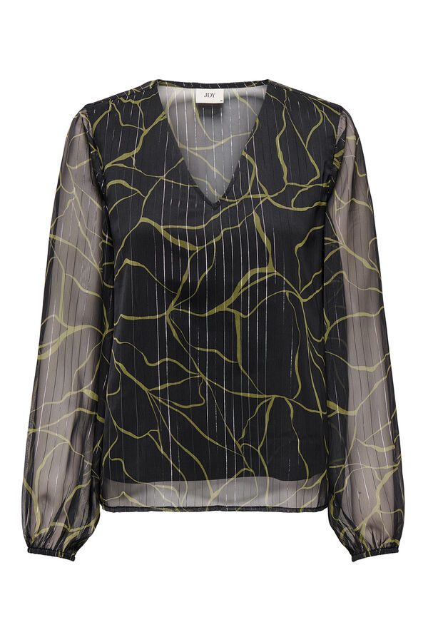JDY Blusa manga larga lurex negro