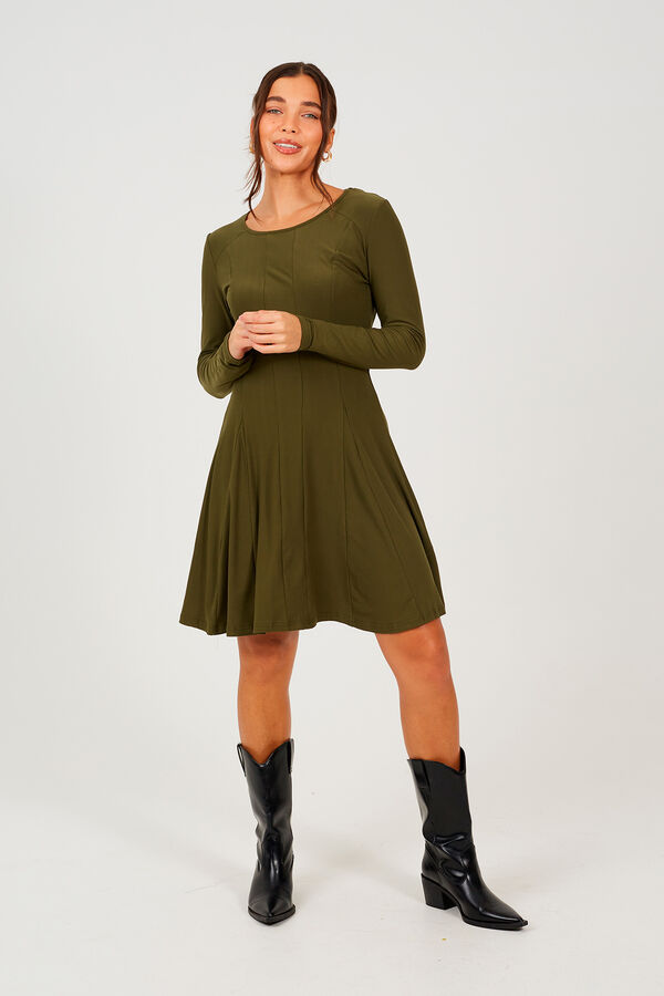 Brave Soul Vestido corto de manga larga verde