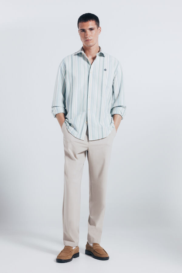 Springfield Camisa oxford ligero rayas verde