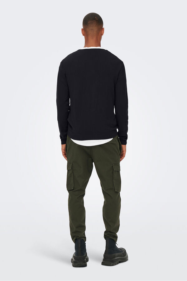 Only & Sons Su&eacute;ter de malha fina liso preto