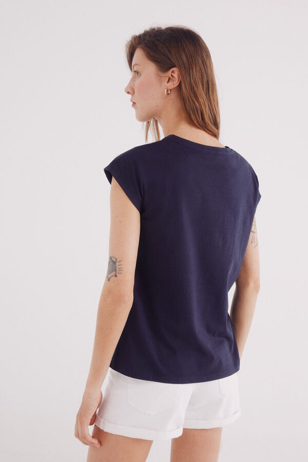 Springfield Camiseta botones hombros azul