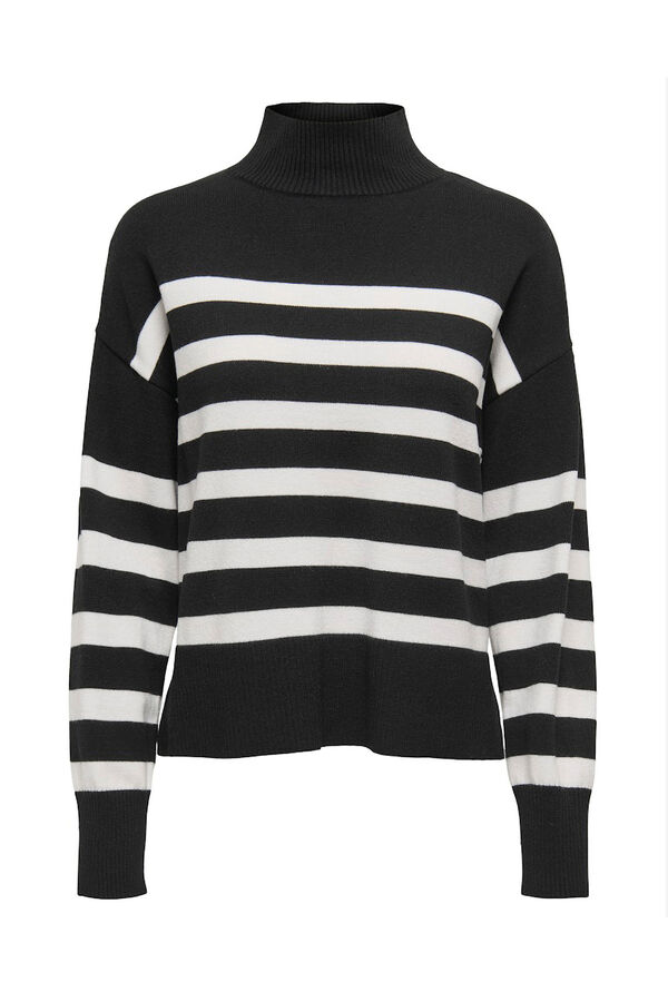 Only Jersey de rayas cuello alto blanco