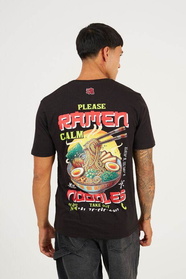 Brave Soul T-shirt de manga curta com estampado oriental preto