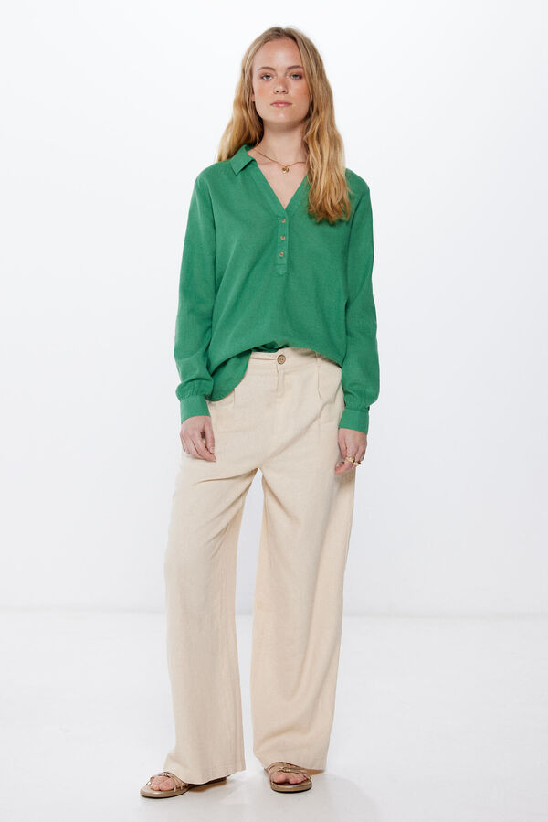 Springfield Camisa Polera Algod&oacute;n Lino verde