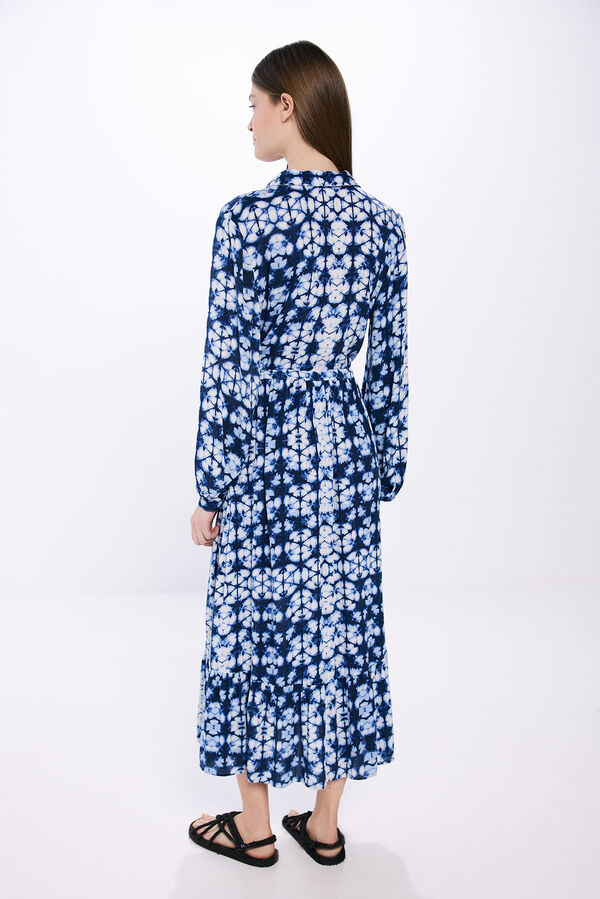 Springfield Vestido Midi Camisero Tie Dye azul