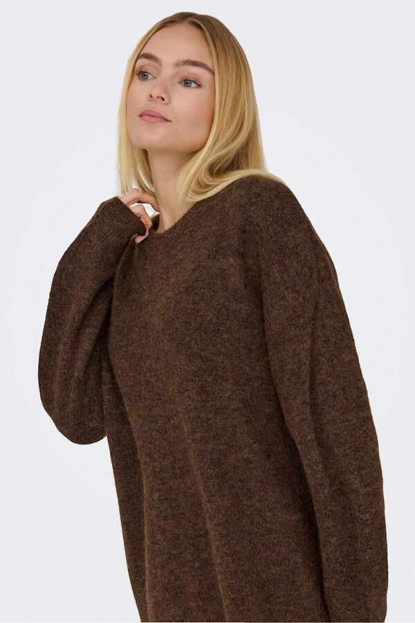 Only Jersey cuello redondo tostado