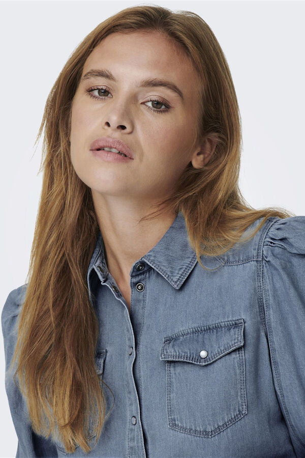 Only Camisa denim manga comprida azul