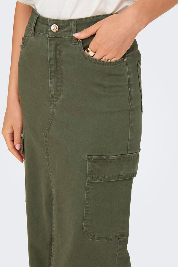 Only Falda midi ajustada tipo cargo verde