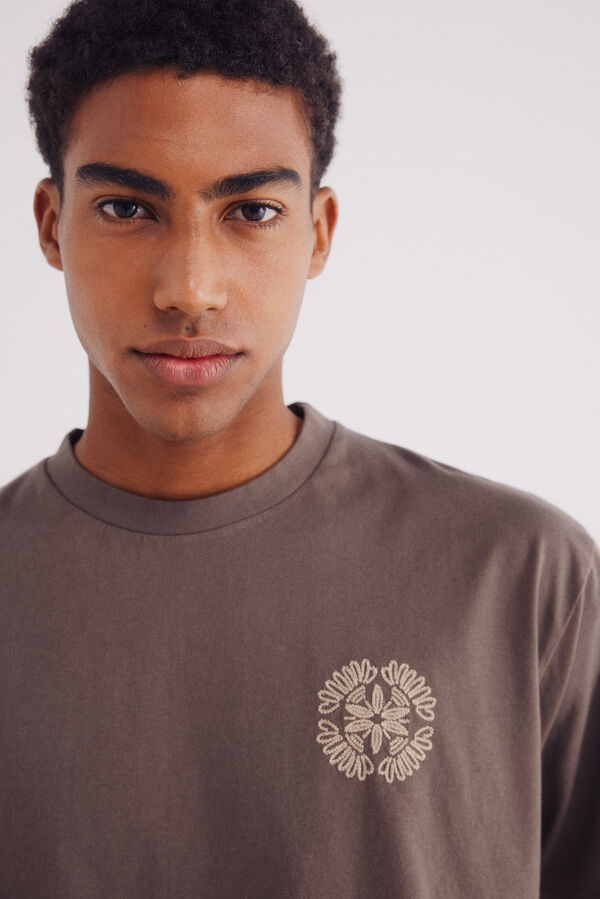 Springfield Camiseta bordada em c&iacute;rculo cru