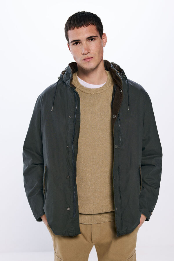 Springfield Parka de algod&atilde;o com capuz remov&iacute;vel estampado