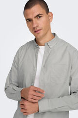 Only & Sons Camisa de manga comprida Oxford cinzento