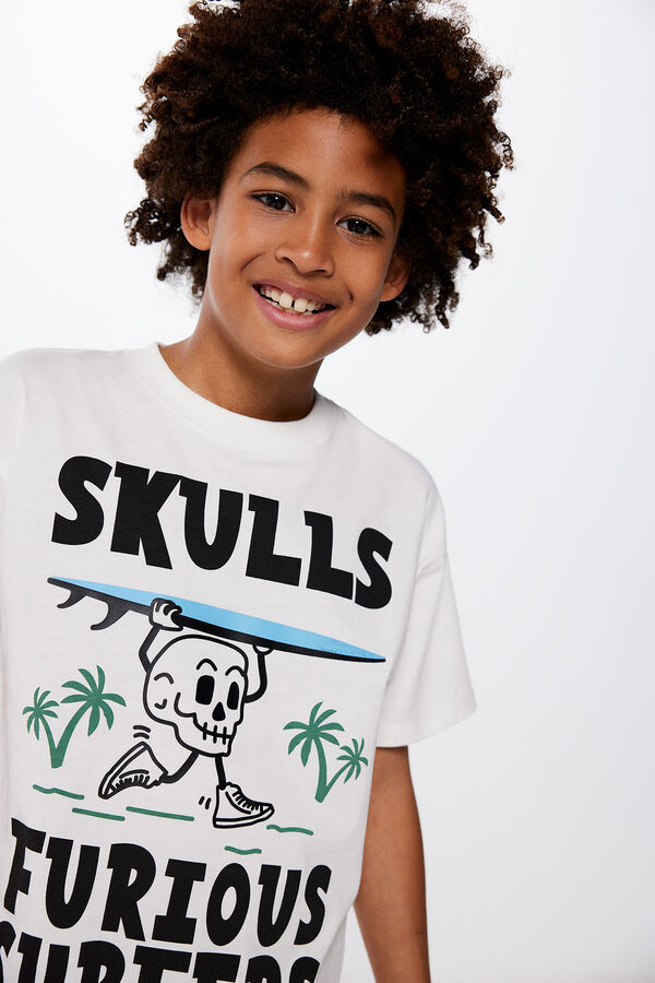 Springfield Kids T-shirt "furious surfers" rapaz bege