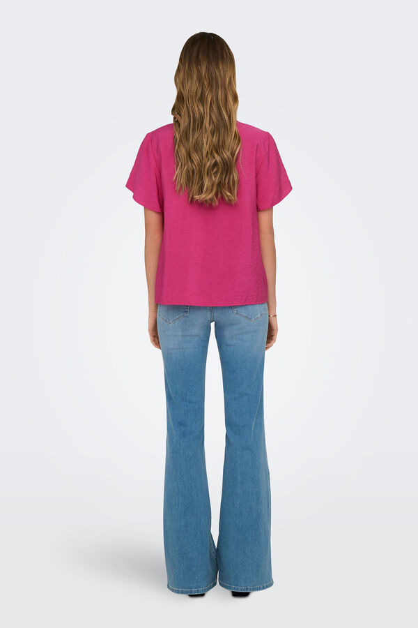 JDY Blusa de manga curta rosa