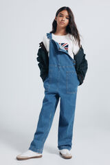 Springfield Kids Macac&atilde;o jeans longo para meninas azul