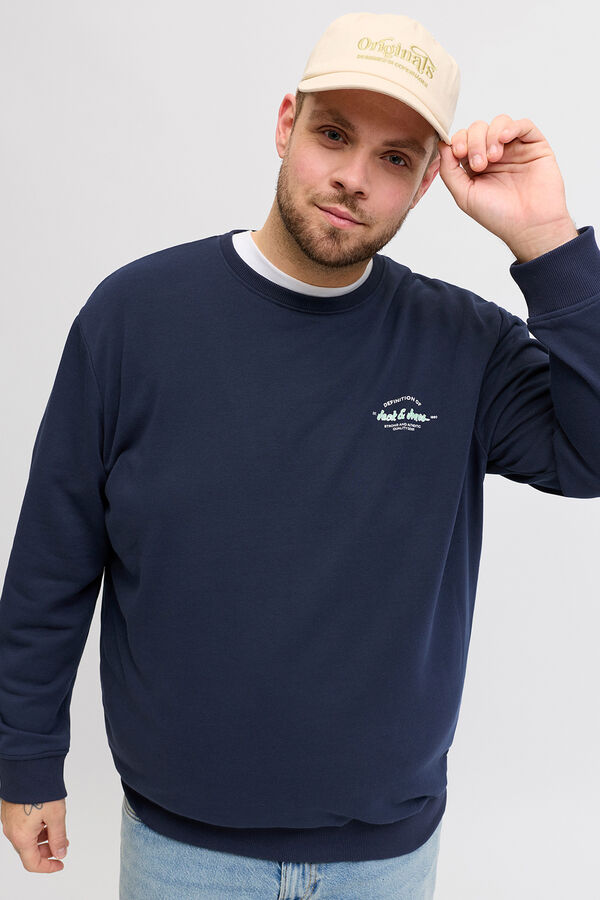 Jack & Jones PLUS Sudadera b&aacute;sica manga larga azul