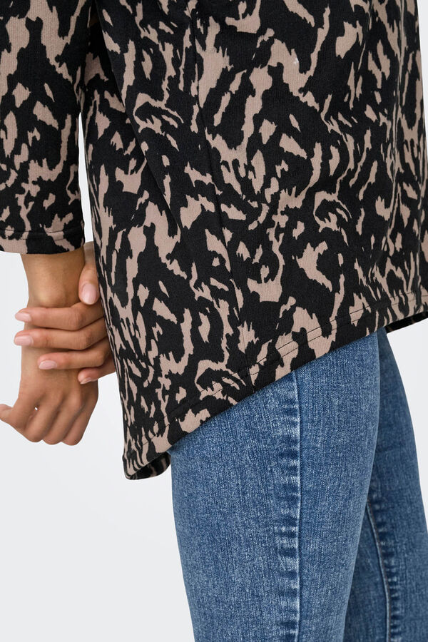 Only T-shirt de manga meia com estampa fluida  preto