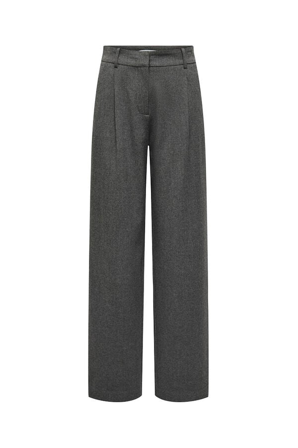 Only Cal&ccedil;a retas plissadas cinzento