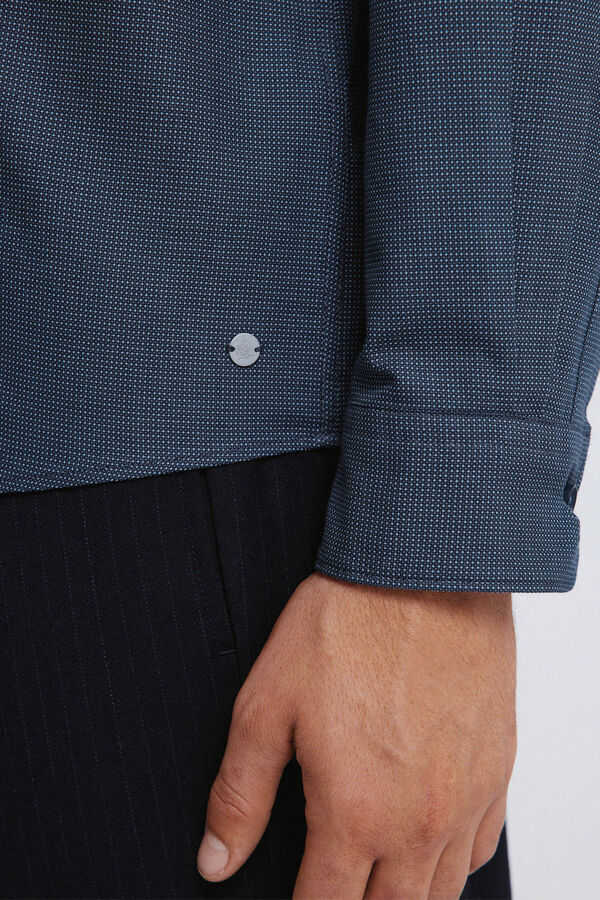 Springfield Camisa social estruturada bicolor azul