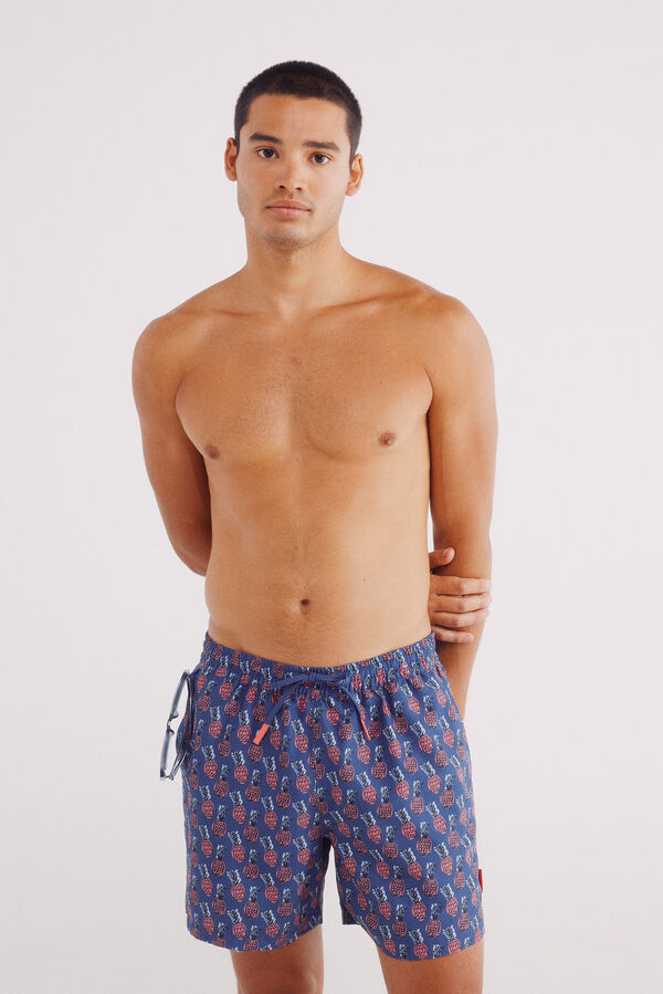 Springfield Ba&ntilde;ador estampado pi&ntilde;as azul