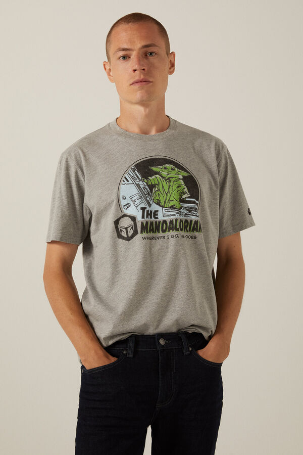 Springfield T-shirt Grogu Mandalorian cinza