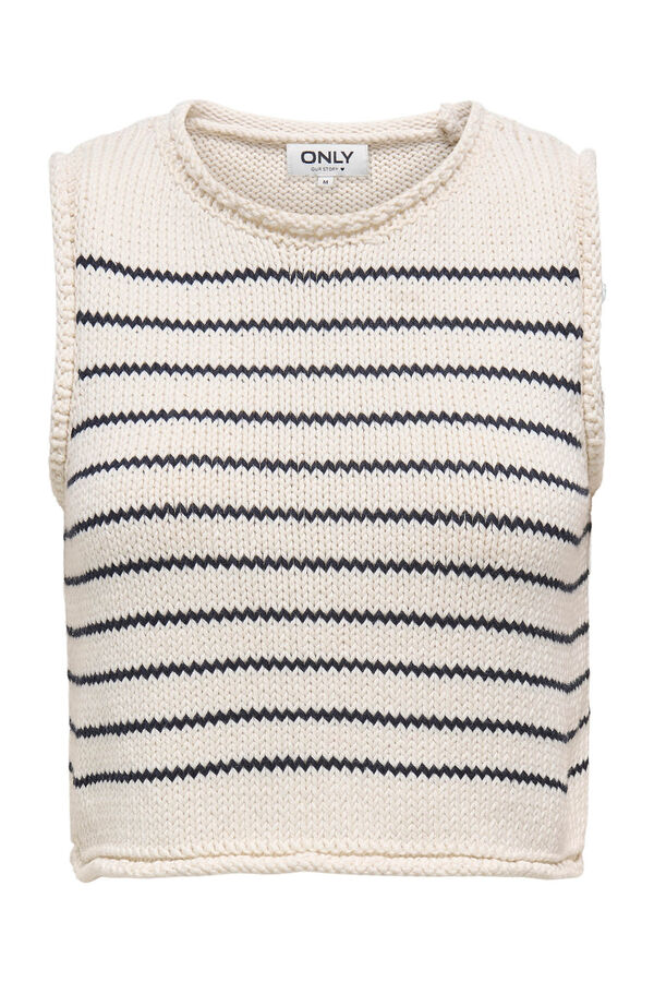 Only Top de malha de riscas rosa