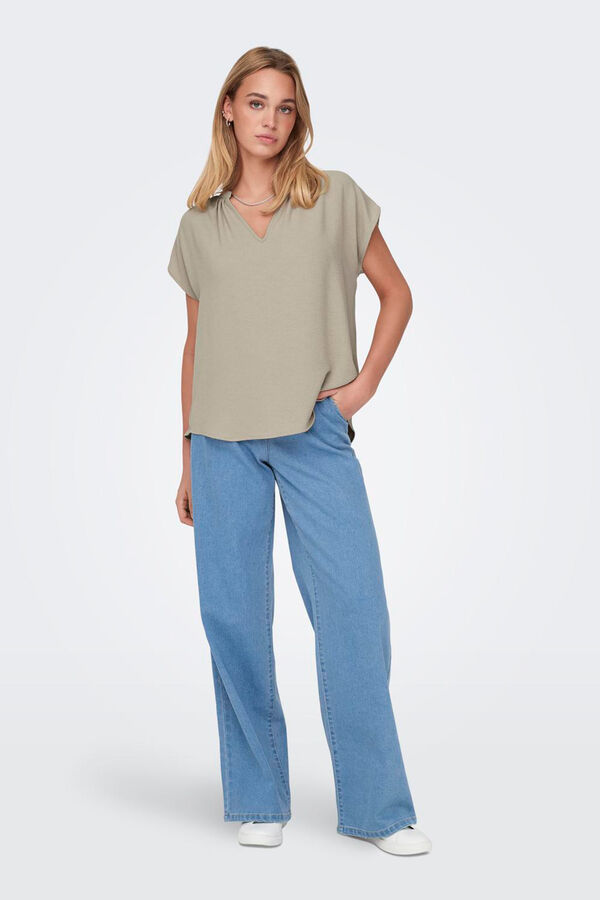 Only Top escote en V amarillo