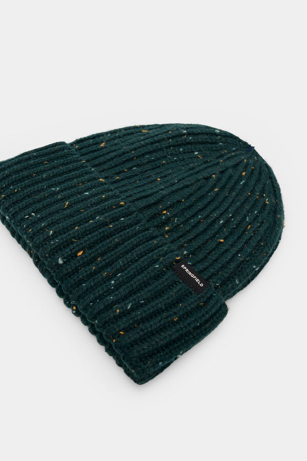 Springfield Gorro beanie en punto neps verde