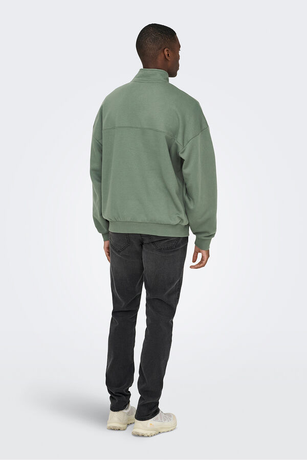 Only & Sons Sweatshirt com fecho-&eacute;clair. verde