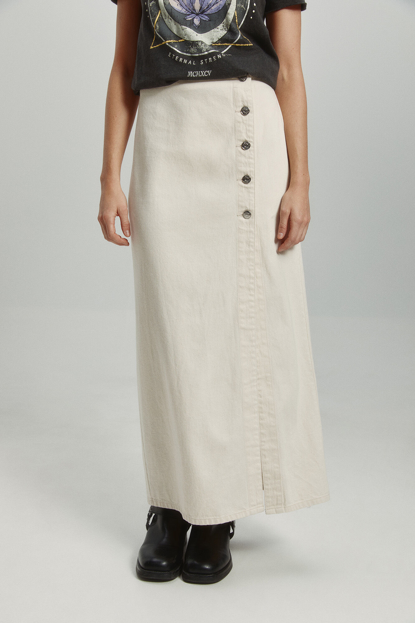 Only Falda larga ajustada con botones