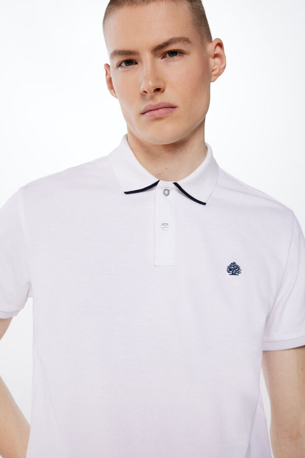 Springfield Polo piqu&eacute; slim fit contrastes blanco