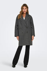 Only Abrigo de pa&ntilde;o cruzado gris