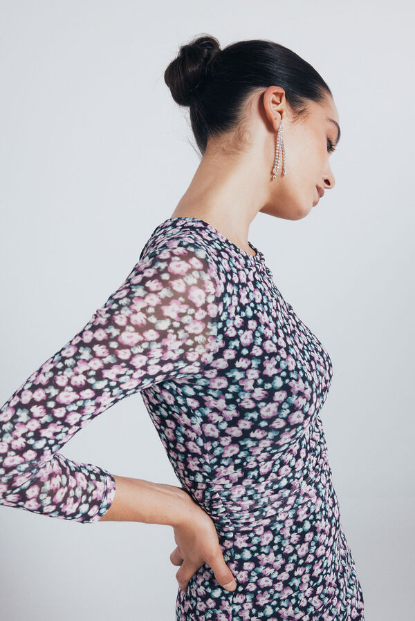 Springfield Vestido corto tubo estampado negro