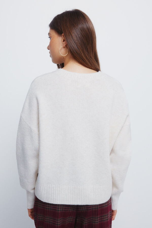 Springfield Camisola liso de gola redonda vison
