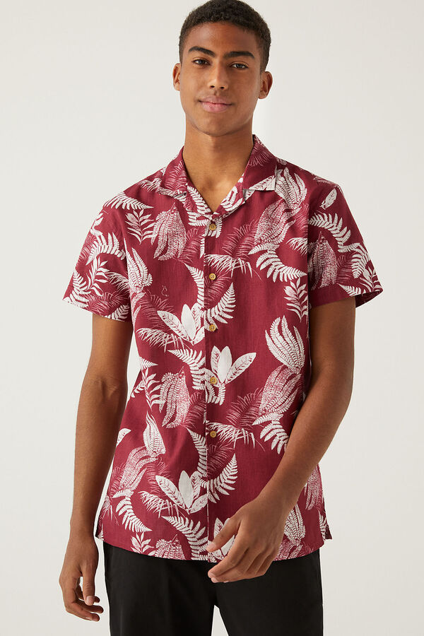 Springfield Camisa manga corta estampado tropical morado