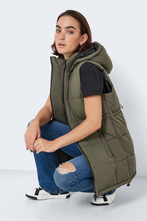 Noisy May Colete comprido acolchoado verde