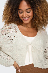 Only C&aacute;rdigan corto de crochet troquelado blanco