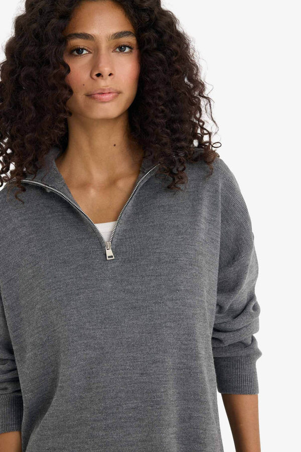 DeFacto Jersey con media cremallera gris