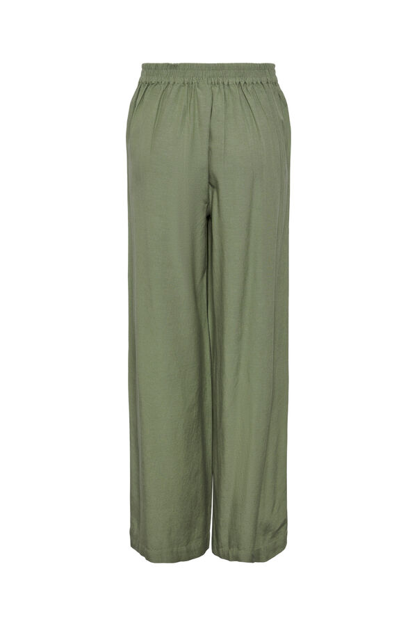 Pieces Pantal&oacute;n largo de lino fluido verde