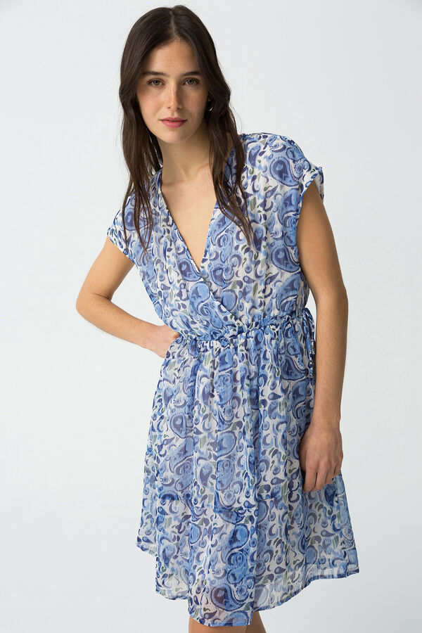 Tiffosi Vestido estampado con volantes blanco