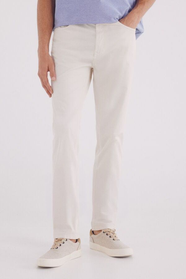 Springfield Pantal&oacute;n 5 bolsillos ligero lavado slim fit blanco