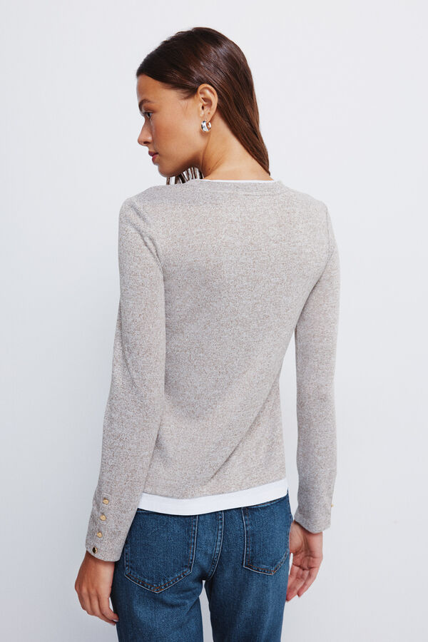 Springfield Camiseta tacto suave efecto doble prenda nude