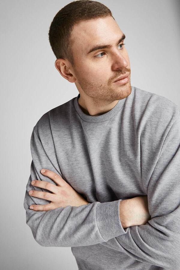 Jack & Jones PLUS Sweatshirt gola redonda básica PLUS cinzento