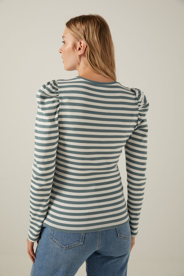 Pieces Top manga abullonada gris