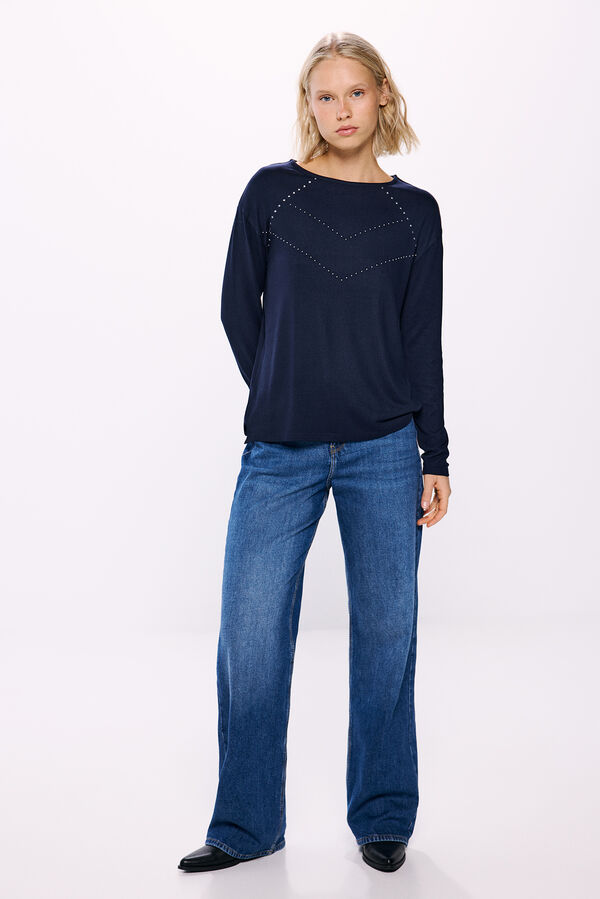 Springfield Camiseta tachas delantero azul