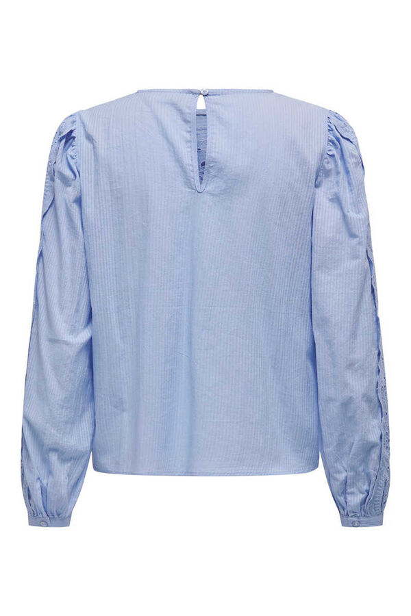 JDY Blusa manga comprido renda azul