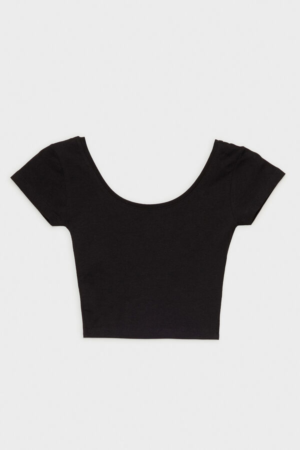 Inside Camiseta Cropped Escote Espald negro