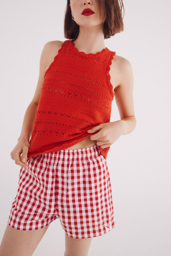 Springfield Shorts cuadros vichy rojo