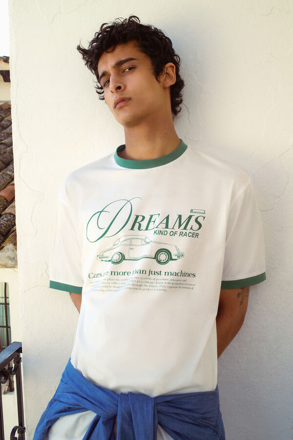 Springfield Camiseta contraste stay dreams marfil